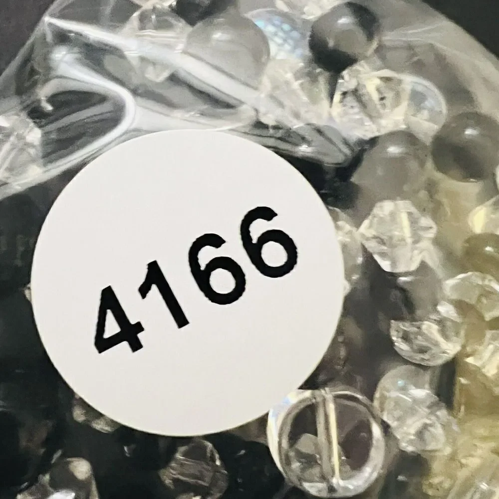 Vintage Clear Black Beads Beaded Necklace Confetti Flat Beads Barrel Clasp  4166